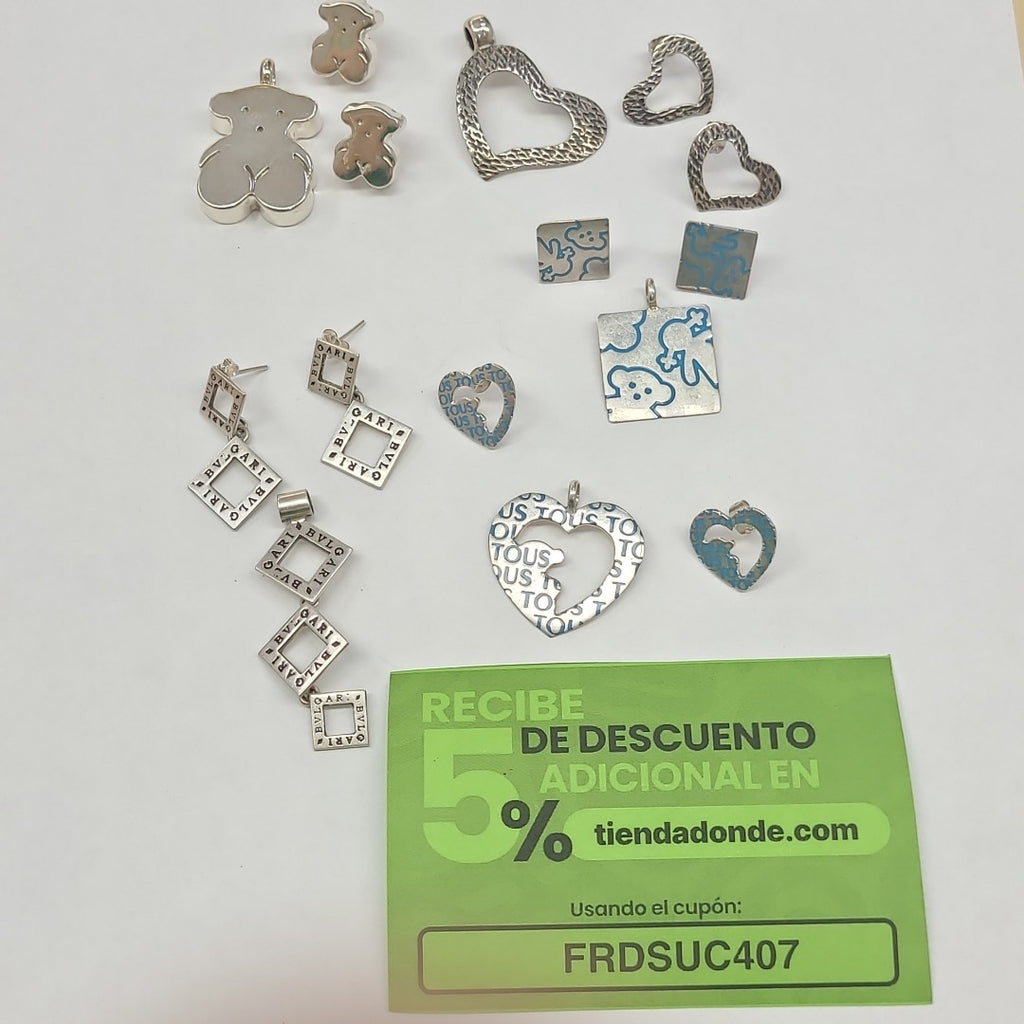ARRACADAS PAR, DIJE PLATA 38 GRMS (SEMINUEVO)