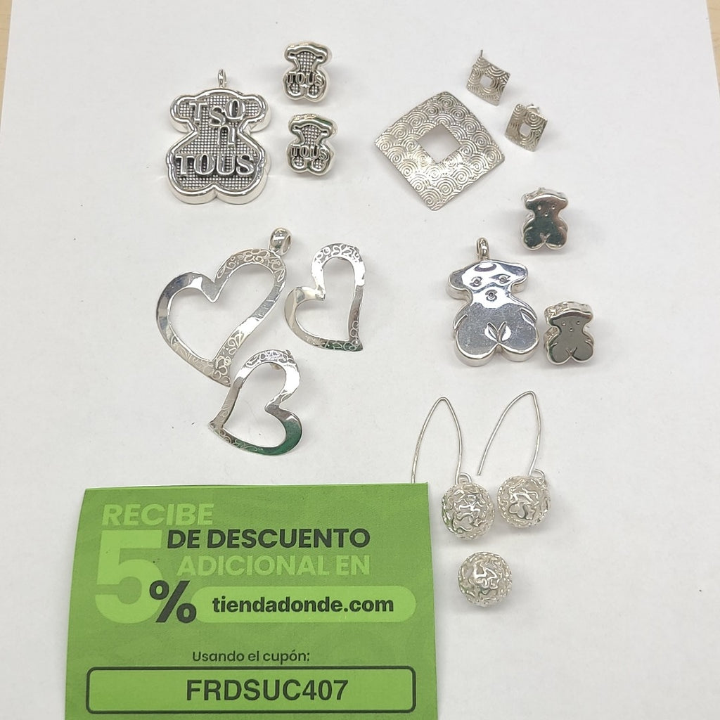 ARETES PAR, DIJE PLATA 44.1 GRMS (SEMINUEVO)