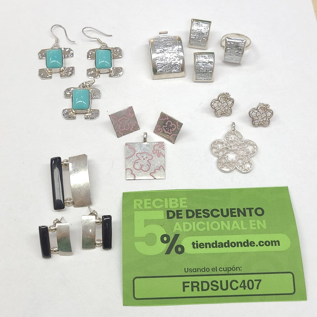 ARETES PAR, DIJE PLATA 44.3 GRMS (SEMINUEVO)