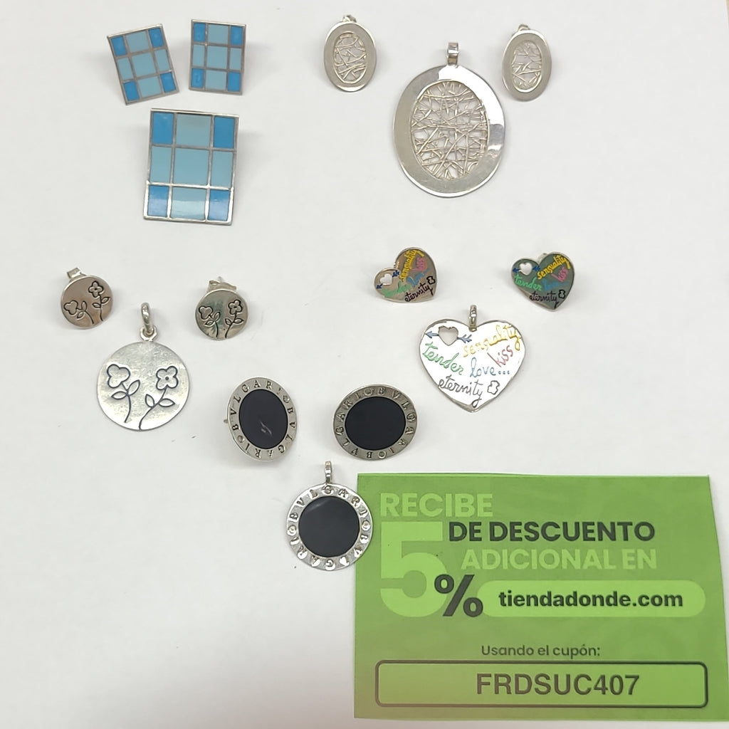 ARETES PAR, DIJE PLATA 40.9 GRMS (SEMINUEVO)