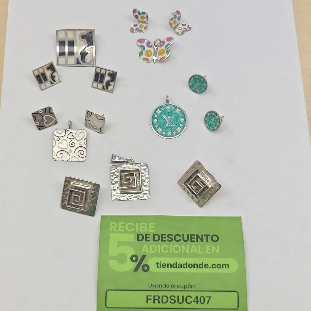 ARETES PAR, DIJE PLATA 49.6 GRMS (SEMINUEVO)