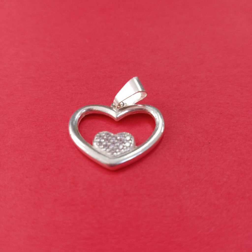 DIJE CORAZON C/CIRCONIAS PLATA .925 2.7 GR (NUEVO)