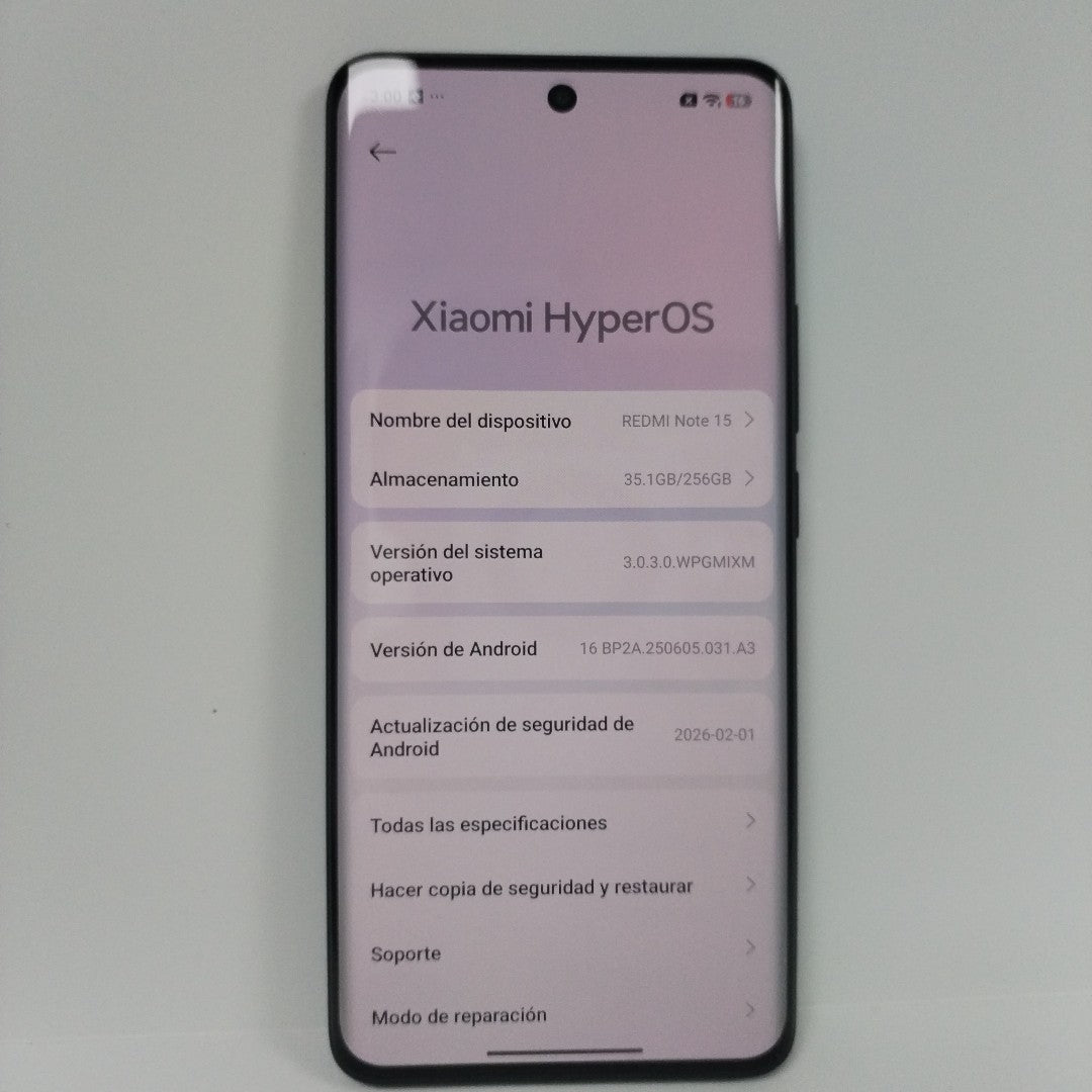 CELULAR XIAOMI REDMI NOTE 15 2510DRA23L (2026) 256 GB 8 GB RAM (SEMINUEVO)