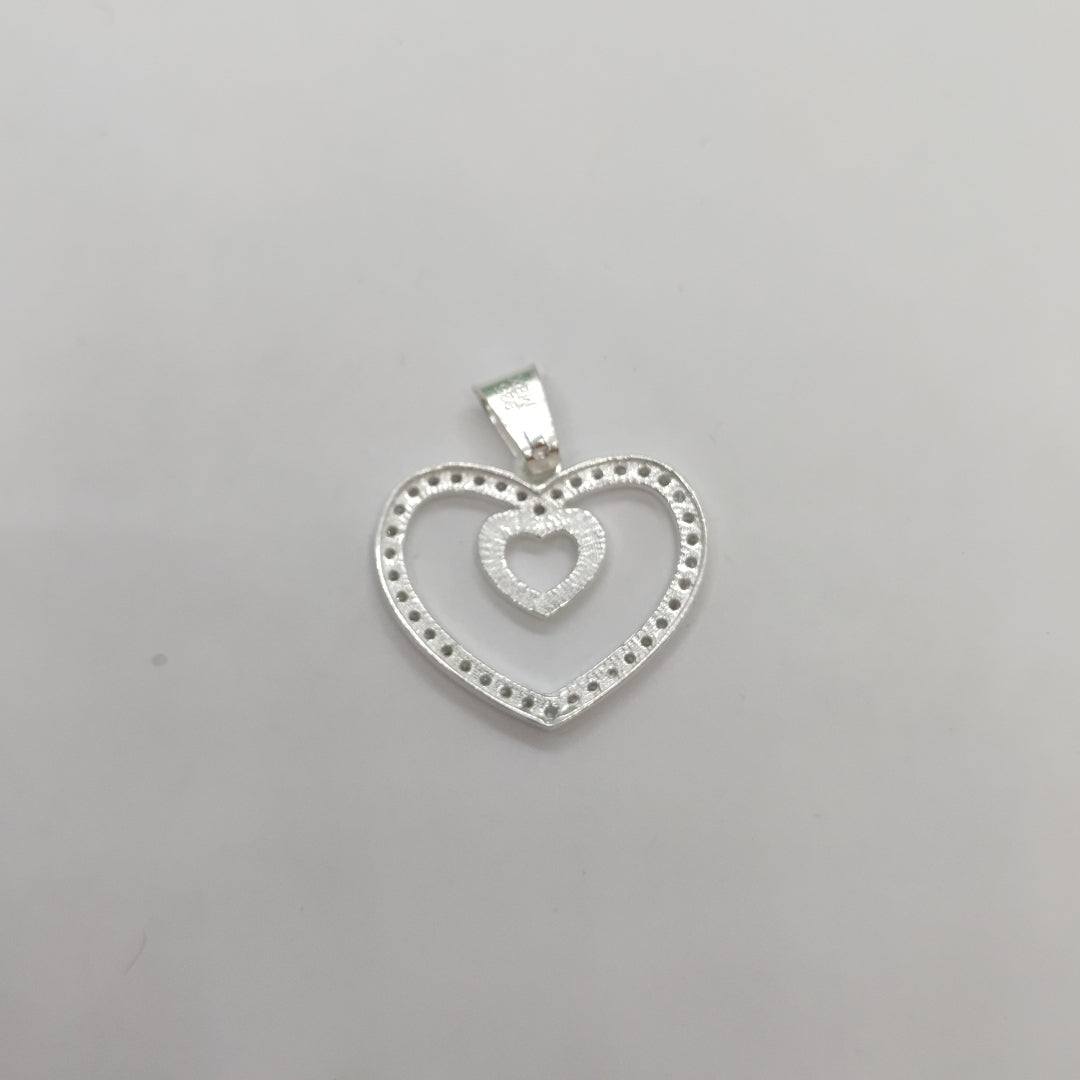 DIJE CORAZON C/CIRCONIAS PLATA .925 2.7 GR (NUEVO)