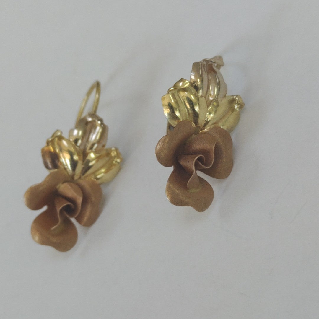 ARETES PAR ORO COMBINADO 14 K 3.9 GRMS (SEMINUEVO)