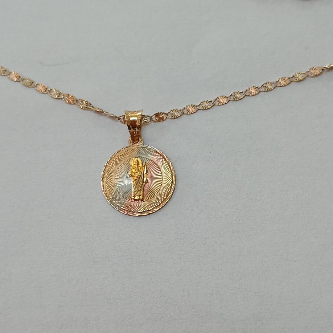 CADENA,MEDALLA RELIGIOSA ORO COMBINADO 10 K 2,80 GRMS (SEMINUEVO)