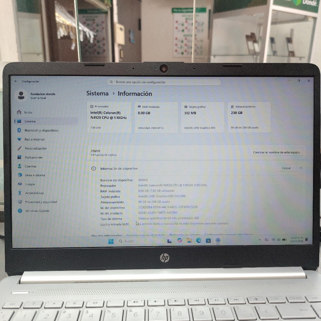 LAPTOP HP 14-DQ0530LA (2024) 256 GB SSD 8 GB RAM (SEMINUEVO)