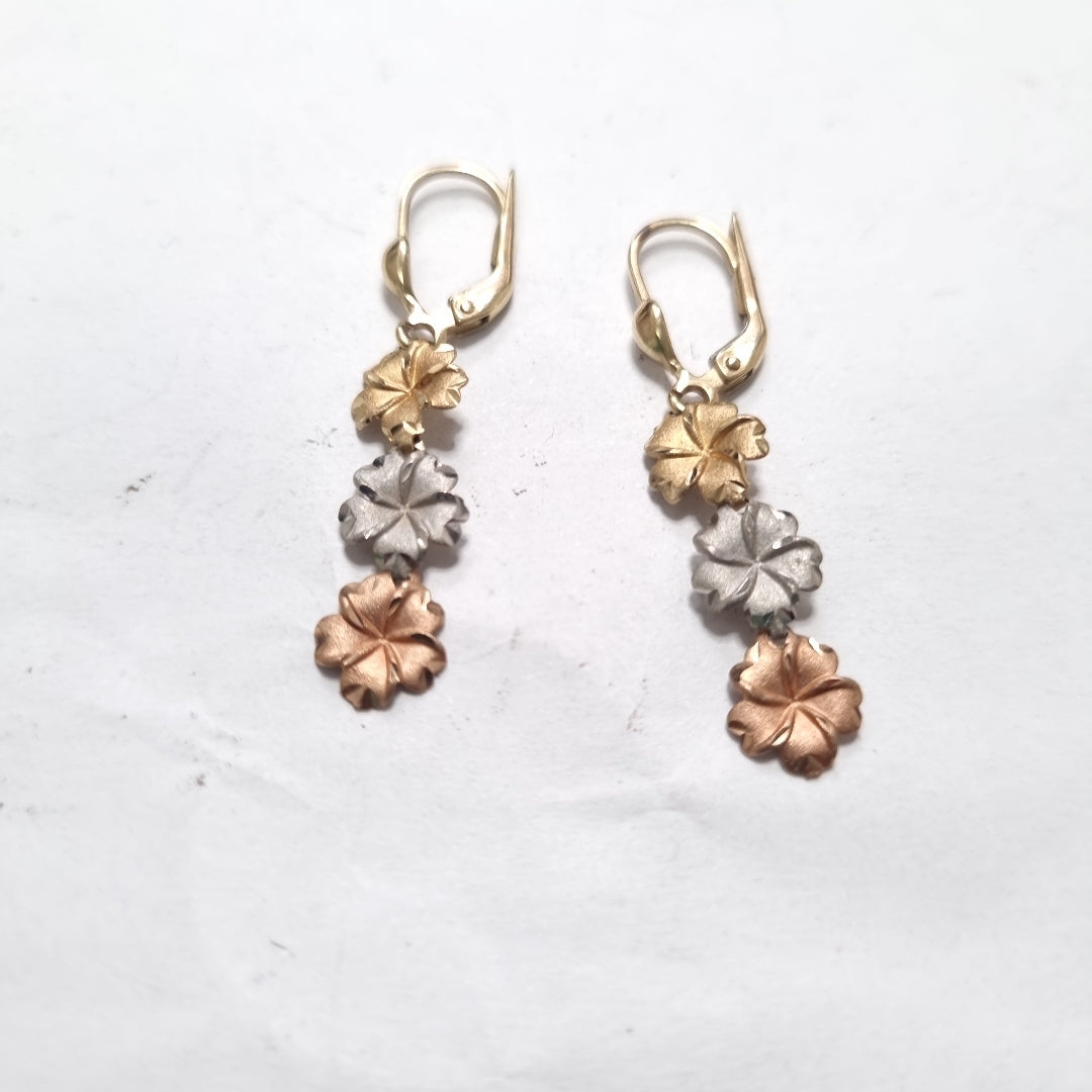 ARETES PAR ORO COMBINADO 14 K 1,80 GRMS (SEMINUEVO)