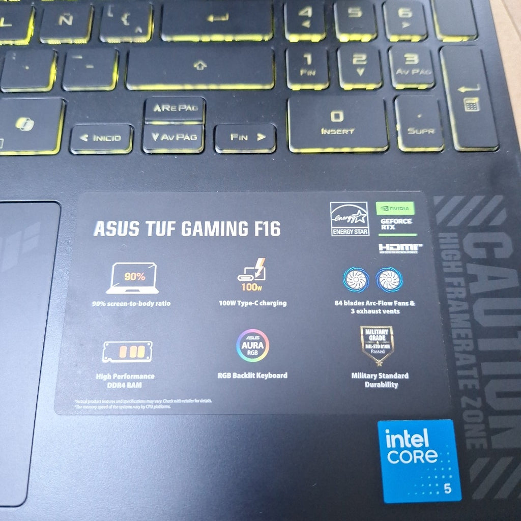 LAPTOP ASUS TUF GAMING F16 FX607VJ-RL039W (2025) 512 GB SSD 8 GB RAM (SEMINUEVO)