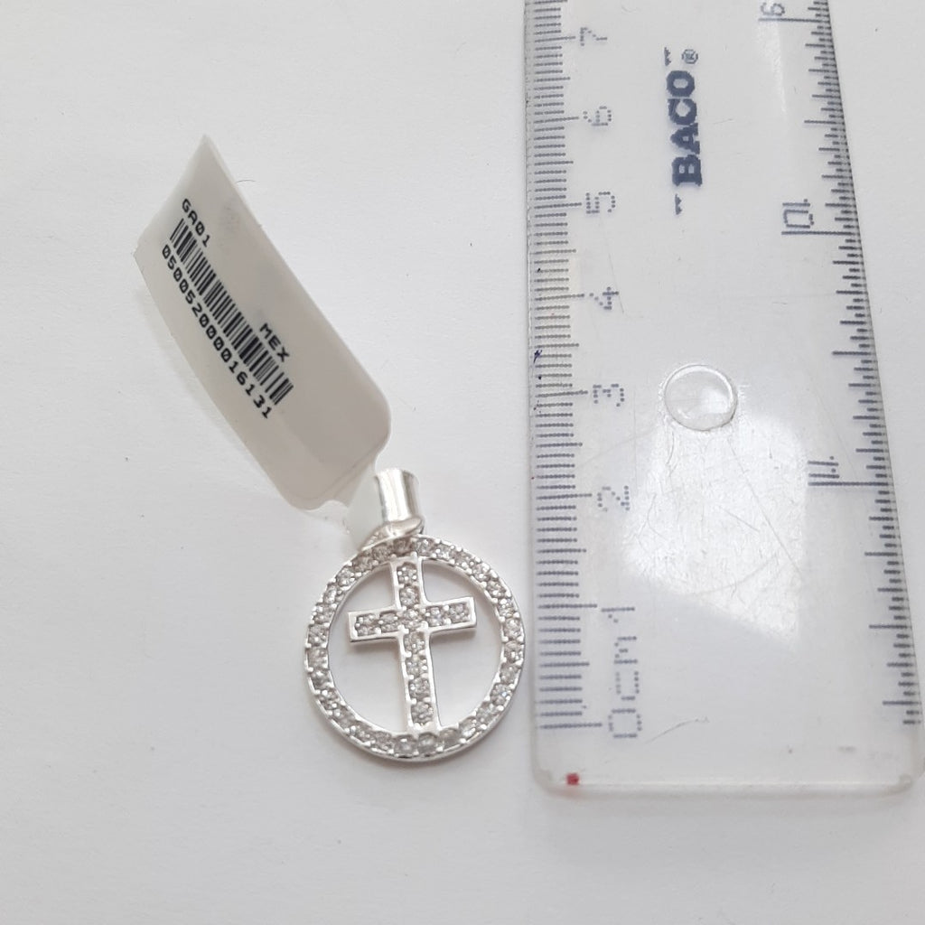 DIJE CRUZ C/CIRCONIAS PLATA .925 2.4 GR (NUEVO)