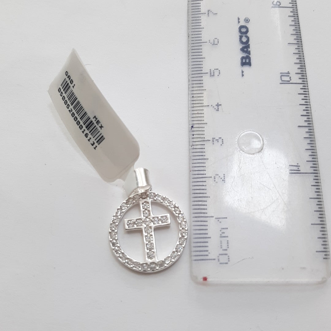 DIJE CRUZ C/CIRCONIAS PLATA .925 2.4 GR (NUEVO)