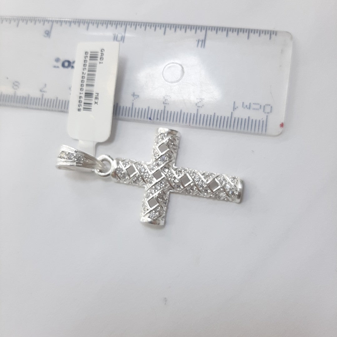 DIJE CRUZ C/CIRCONIAS PLATA .925 8 GR (NUEVO)