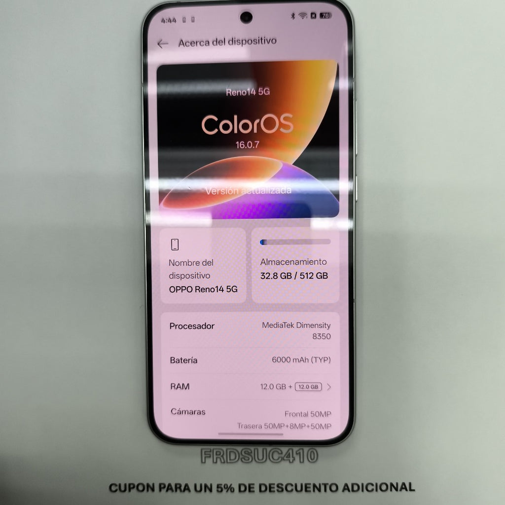 CELULAR OPPO RENO14 5G CPH2737 (2025) 512 GB 12 GB RAM (SEMINUEVO)