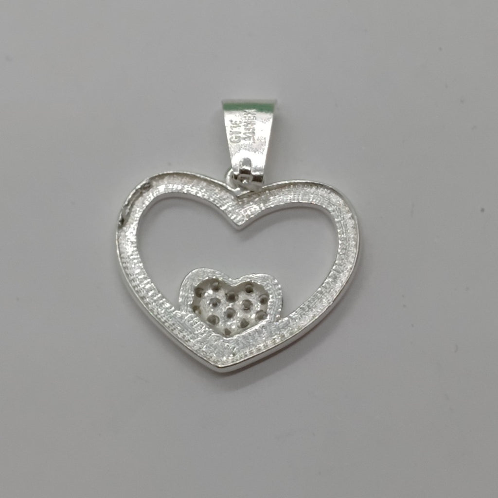 DIJE CORAZON C/CIRCONIAS PLATA .925 2.6 GR (NUEVO)