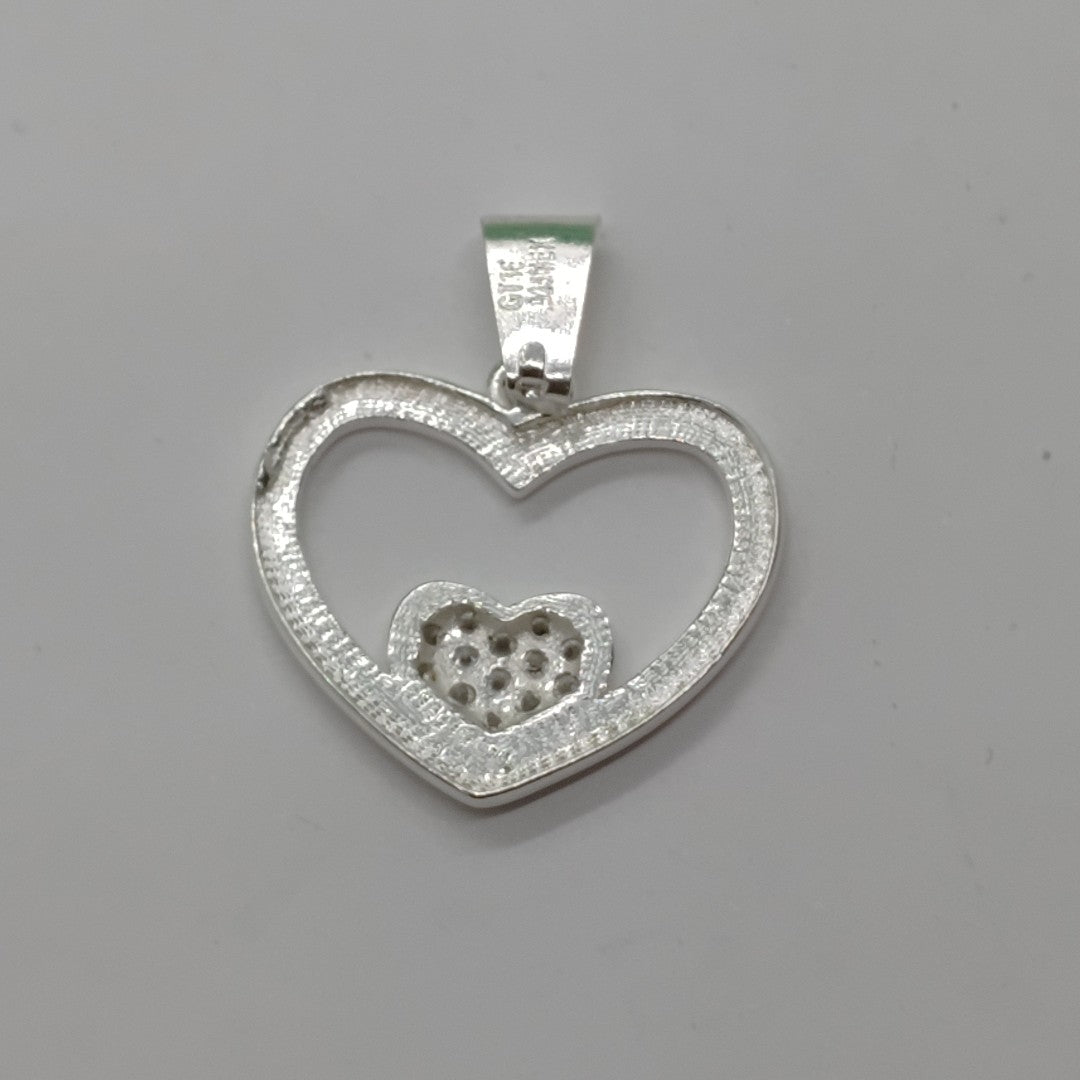 DIJE CORAZON C/CIRCONIAS PLATA .925 2.6 GR (NUEVO)