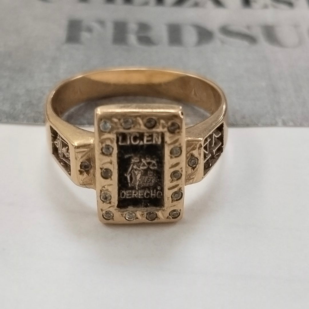 ANILLO DE GRADUACIÓN ORO 14 K 5.4 GRMS (SEMINUEVO)