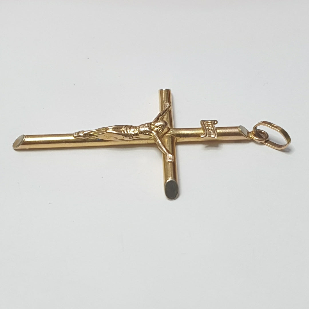 CRUCIFIJO ORO, RODIADO 14 K 6.3 GRMS (SEMINUEVO)