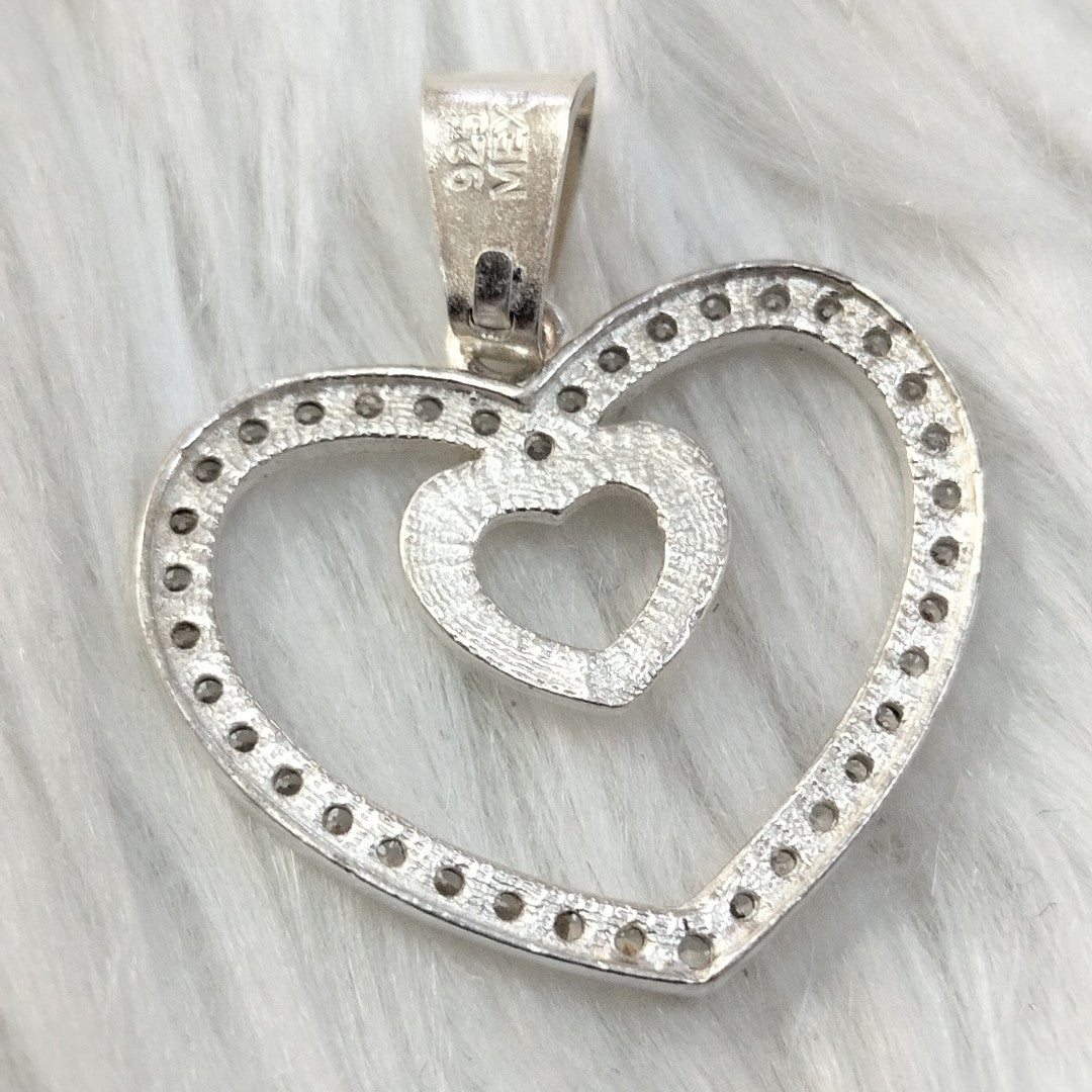 DIJE CORAZON C/CIRCONIAS PLATA .925 2.7 GR (NUEVO)
