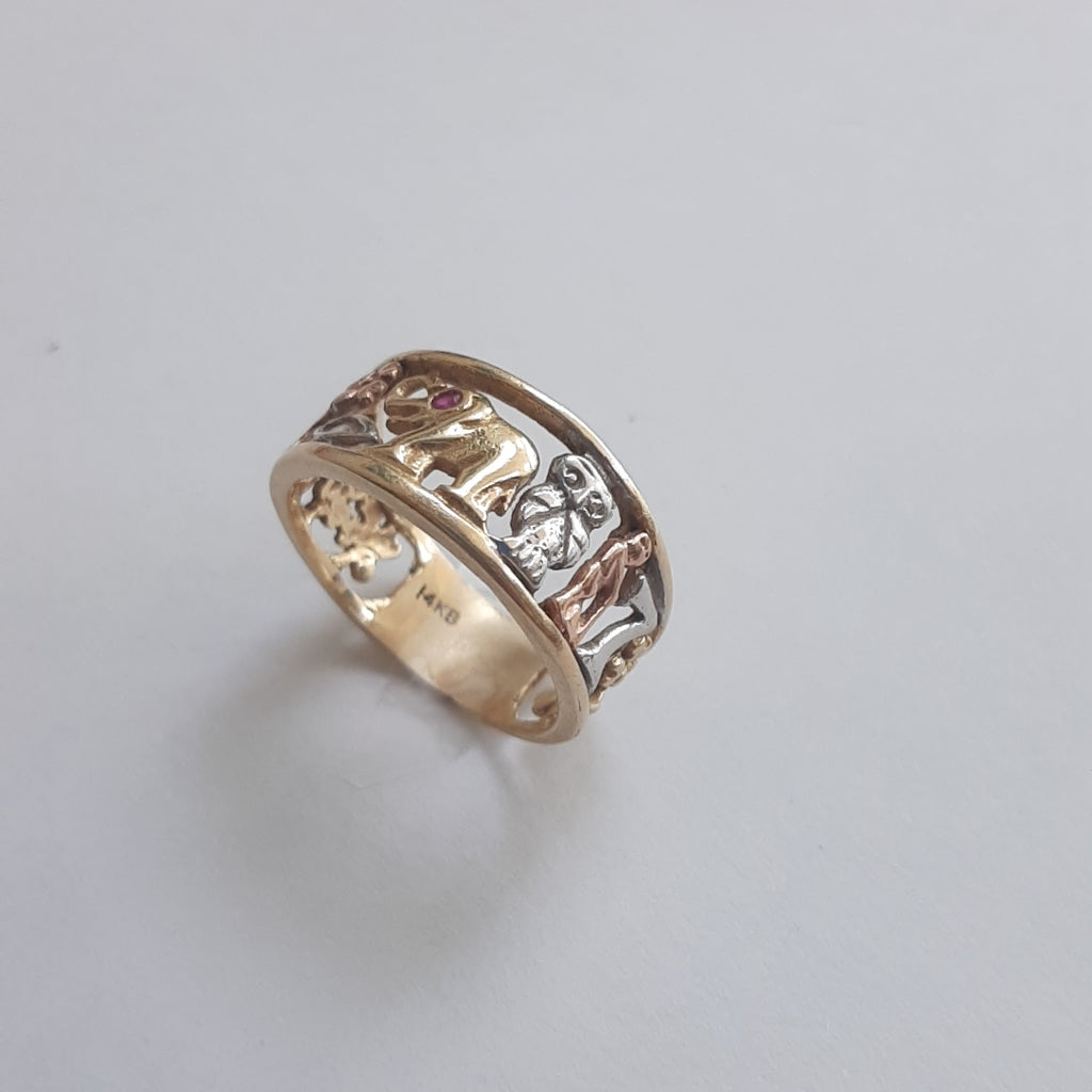 ARGOLLA DE LA SUERTE ORO COMBINADO 14 K 4,60 GRMS (SEMINUEVO)