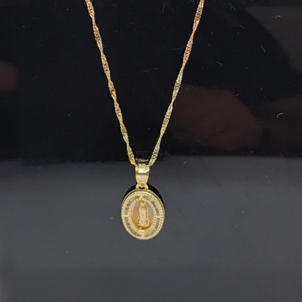CADENA, MEDALLA RELIGIOSA ORO, ORO COMBINADO 10 K 1.2 GRMS (SEMINUEVO)