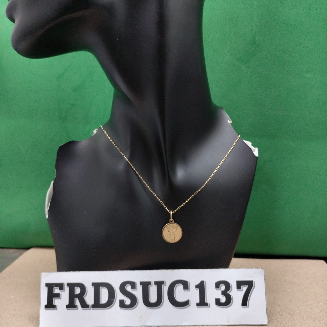 CADENA, MEDALLA RELIGIOSA ORO 10 K 1.6 GRMS (SEMINUEVO)
