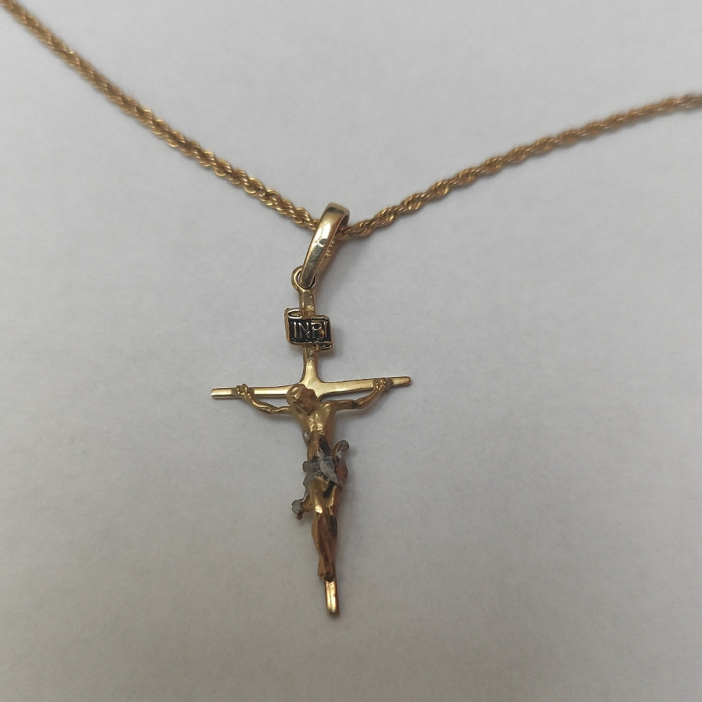 CADENA, CRUCIFIJO ORO 10 K 3.5 GRMS (SEMINUEVO)