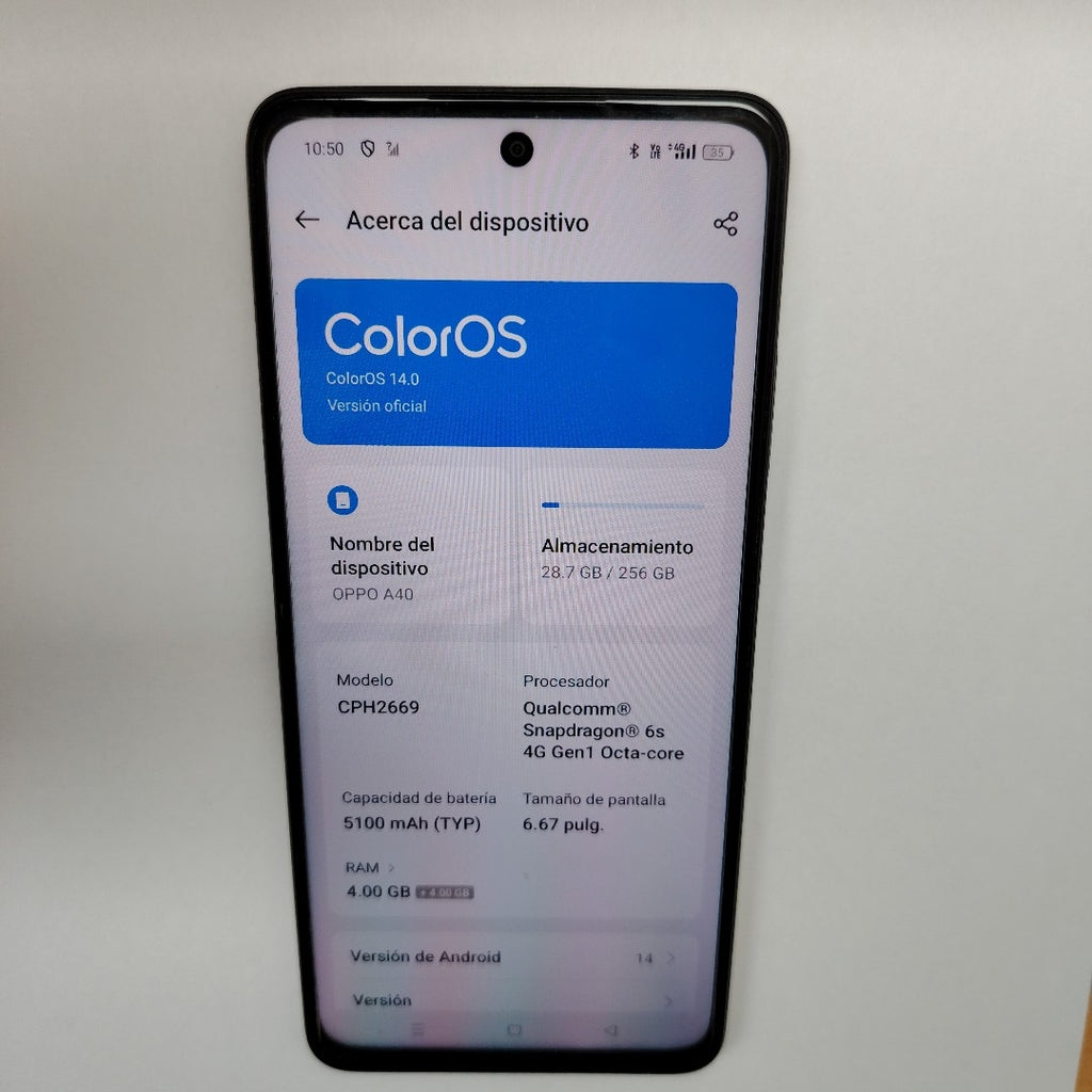 CELULAR OPPO A40 CPH2669 (2024) 256 GB 4 GB RAM (SEMINUEVO)