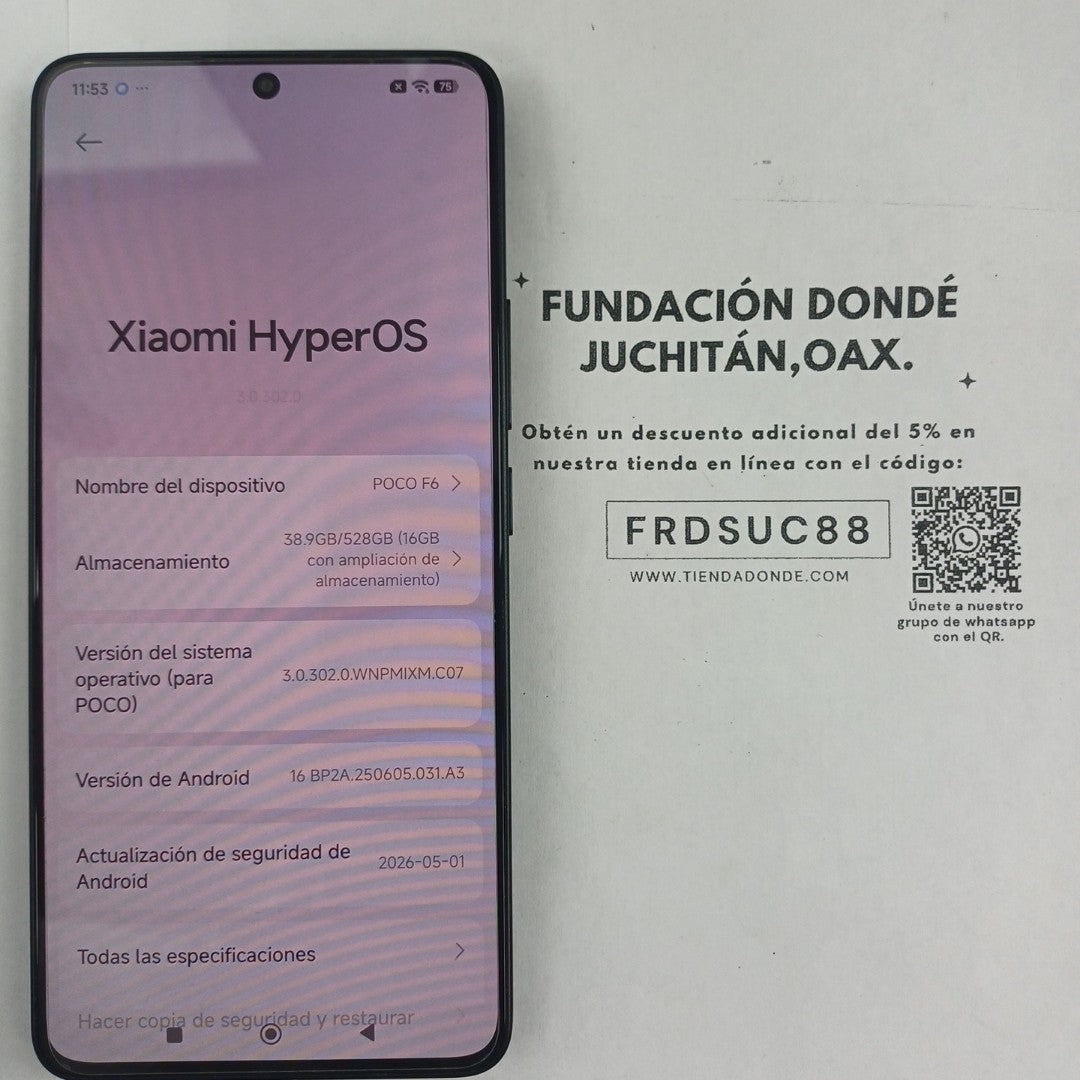 CELULAR XIAOMI POCO F6 24069PC21G 512 GB 12 GB RAM (SEMINUEVO)