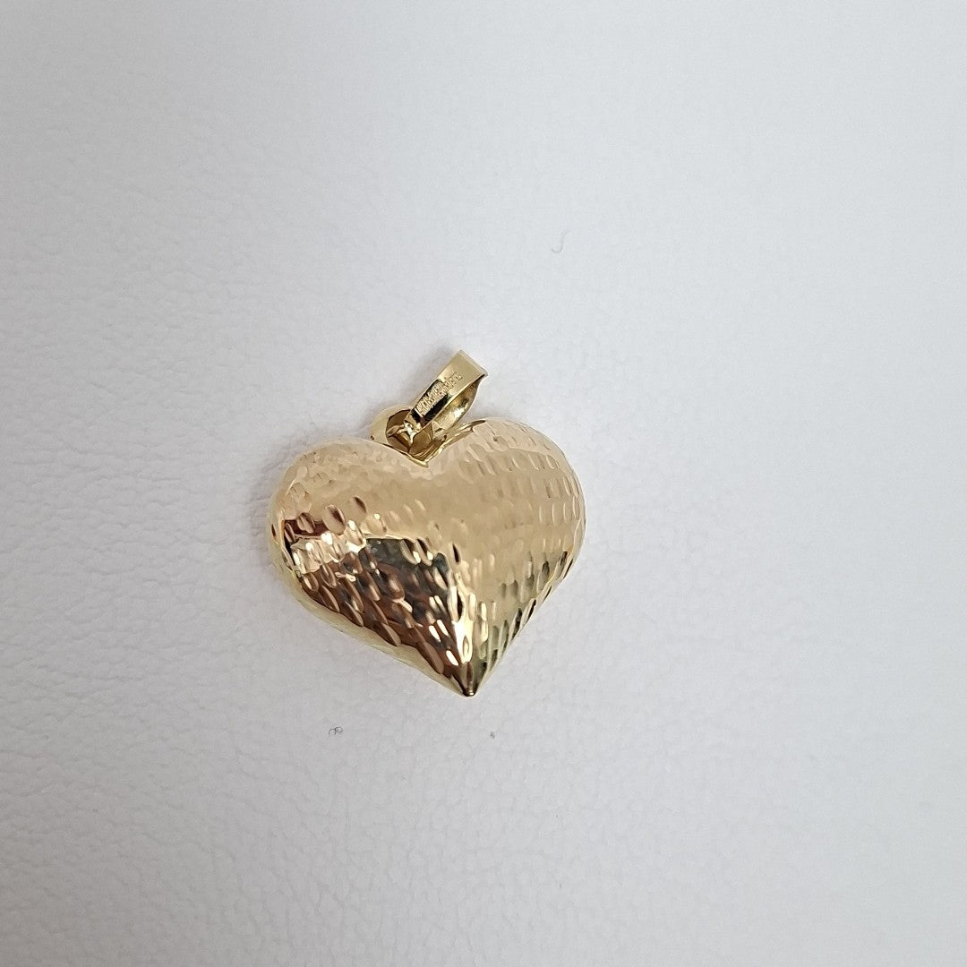 DIJE TEJIDO CORAZON LABRADO 14K 1.4 GR (NUEVO)
