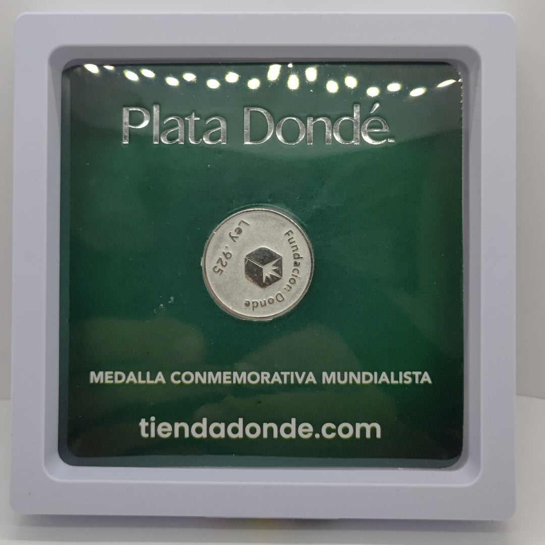 MEDALLA CONMEMORATIVA FRD FÚTBOL MOTIVO COLIBRI PLATA .925 8 GR (NUEVO)