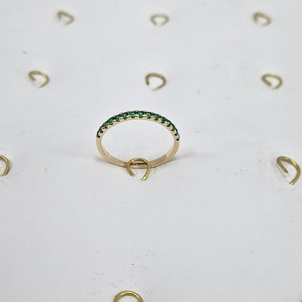 ANILLO ANILLITO MEDIA CHURUMBELA C PDRAS COLOR VERDE 14K 7 TALLA 1.5 GR (NUEVO)