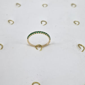 ANILLO ANILLITO MEDIA CHURUMBELA C PDRAS COLOR VERDE 14K 7 TALLA 1.5 GR (NUEVO)