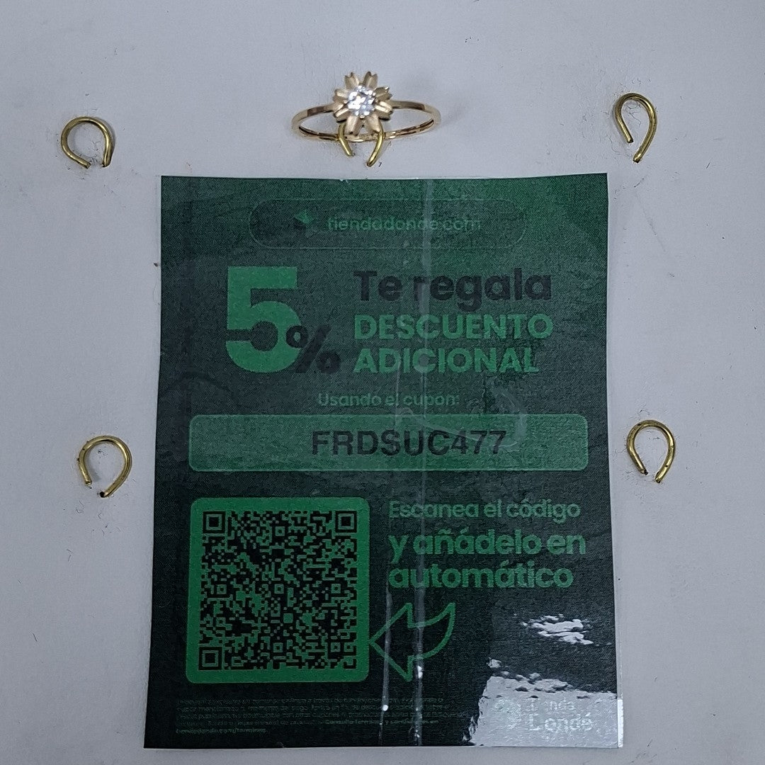 ANILLOS FIG FLOR CON CIRCONIAS 14K TALLA 7 1.1 GR (NUEVO)