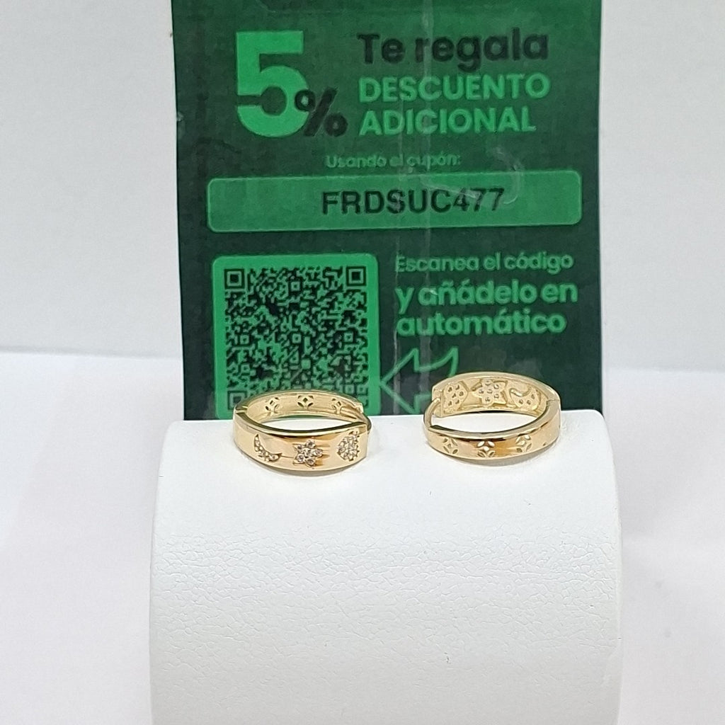 ARETES TEJIDO HUGGIES CON CIRCONIAS 14K 2.9 GR (NUEVO)