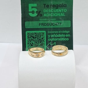 ARETES TEJIDO HUGGIES CON CIRCONIAS 14K 2.9 GR (NUEVO)