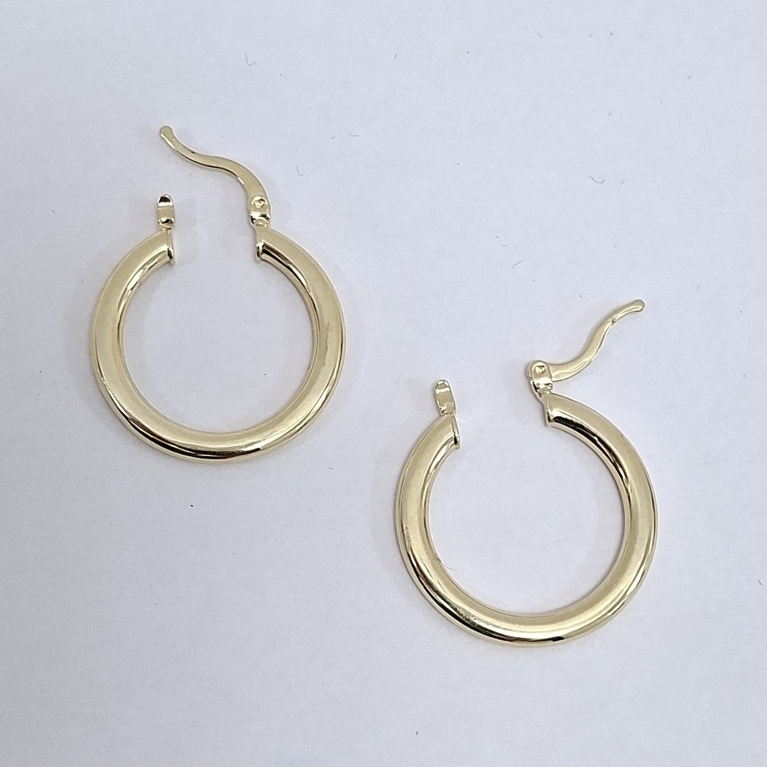 ARETES TEJIDO ARRACADA LISA 14K 2.1 GR (NUEVO)