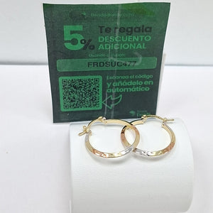 ARETES TEJIDO ARRACADAS BISELADAS COMBINADAS 14K 1.3 GR (NUEVO)