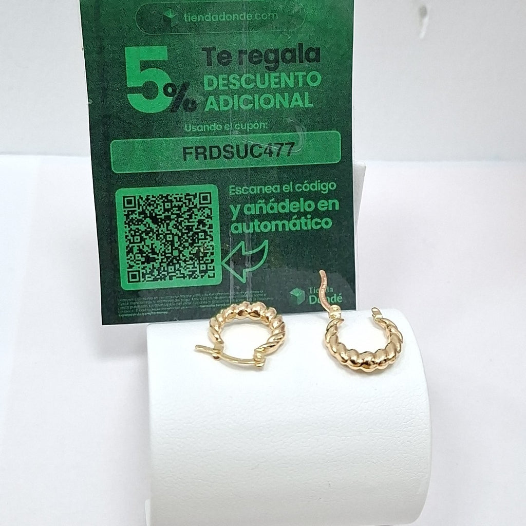 ARETES ARRACADAS TZL HUECAS 14K 1.5 GR (NUEVO)