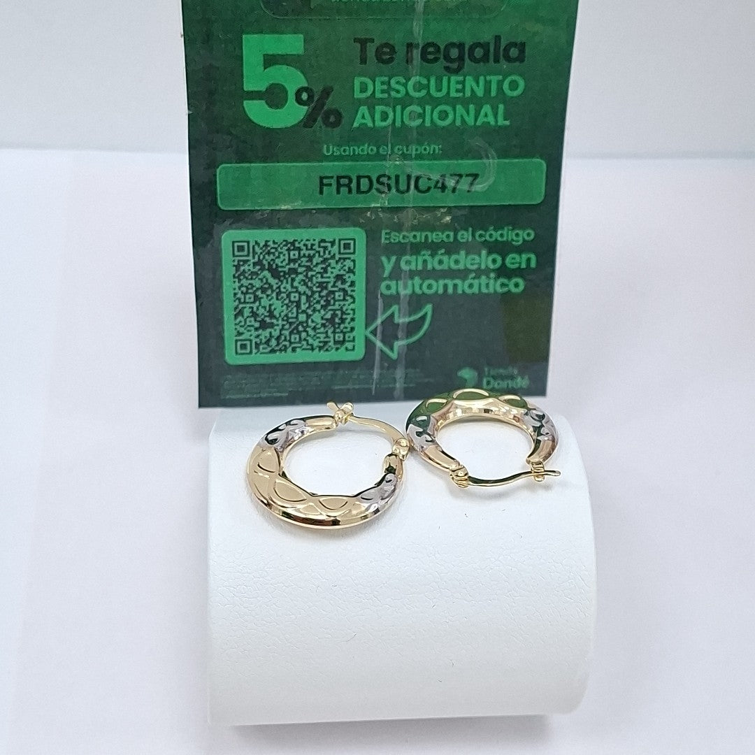 ARETES ARRACADAS COMBINADAS CON INFINITO 14K 2.2 GR (NUEVO)