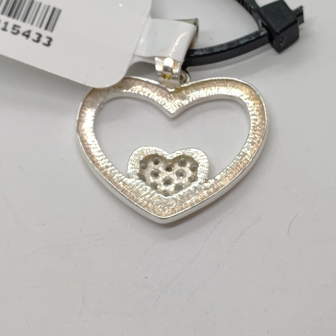 DIJE CORAZON C/CIRCONIAS PLATA .925 2.5 GR (NUEVO)