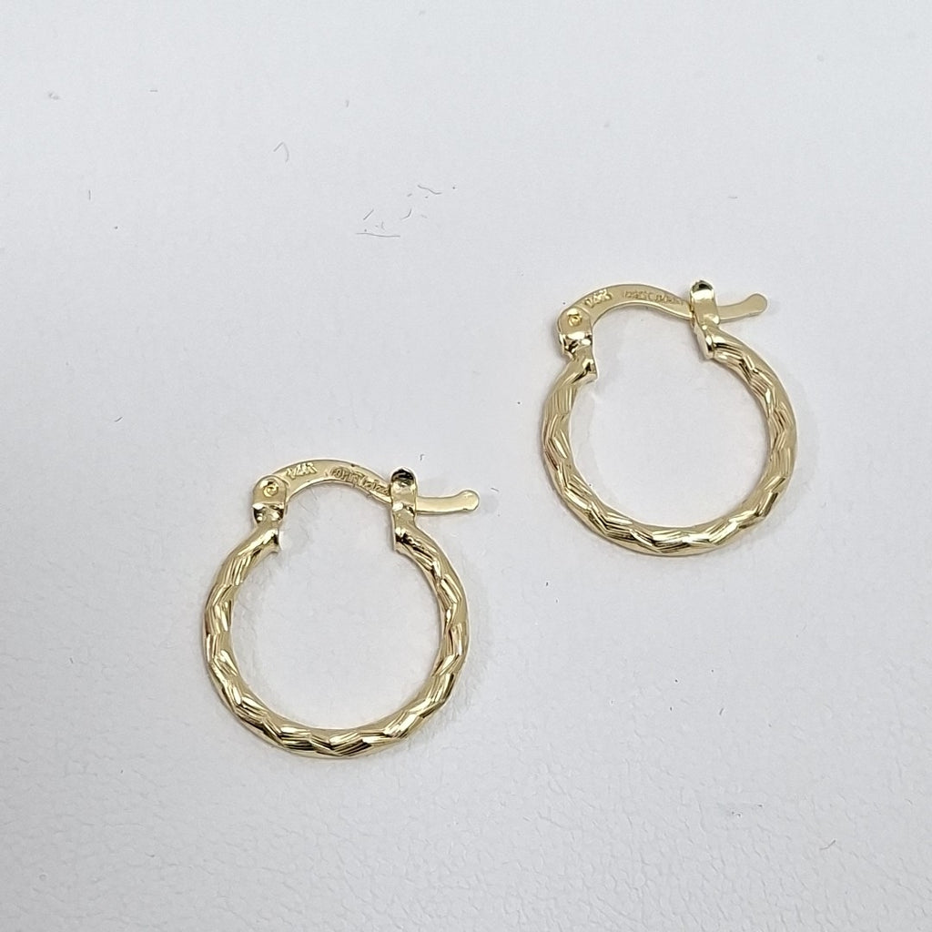 ARETES ARRACADAS TRENZADAS 14K 18 1.5 GR (NUEVO)