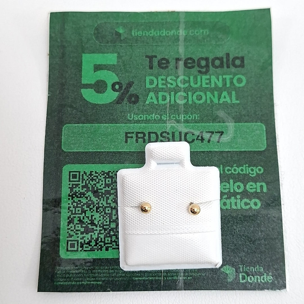 BROQUELES BROQUEL FIG ESFERA 14K 0.1408 GR (NUEVO)