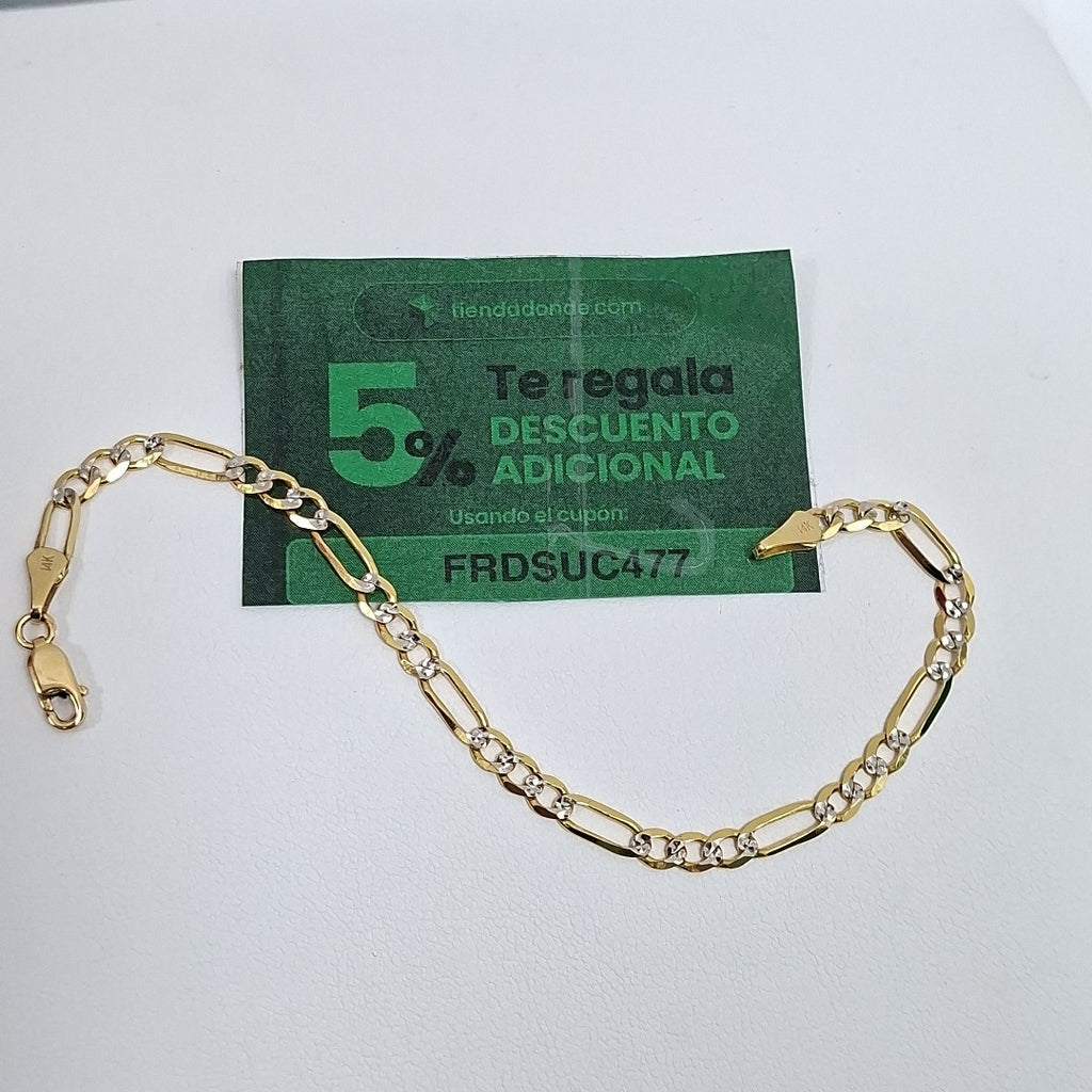 PULSERA 3X1 DIAMANTADA 14K 18 CM 4 GR (NUEVO)