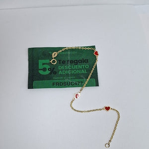 PULSERA ESPECIAL CON CORAZONES 14K 18 CM 1.4 GR (NUEVO)