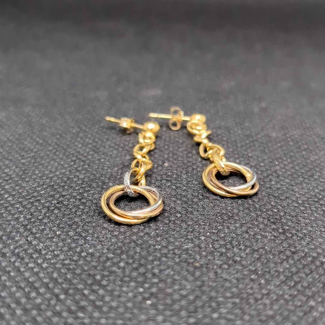 ARETES PAR ORO,ORO COMBINADO 14 K 2,00 GRMS (SEMINUEVO)