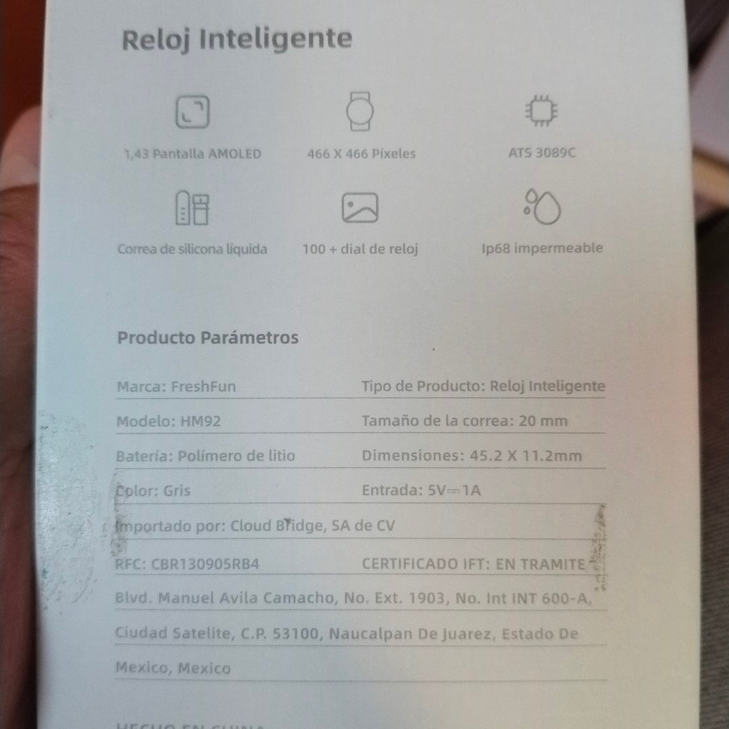 SMARTWATCH FRESHFUN HM92 36 MM BLUETOOTH (SEMINUEVO)