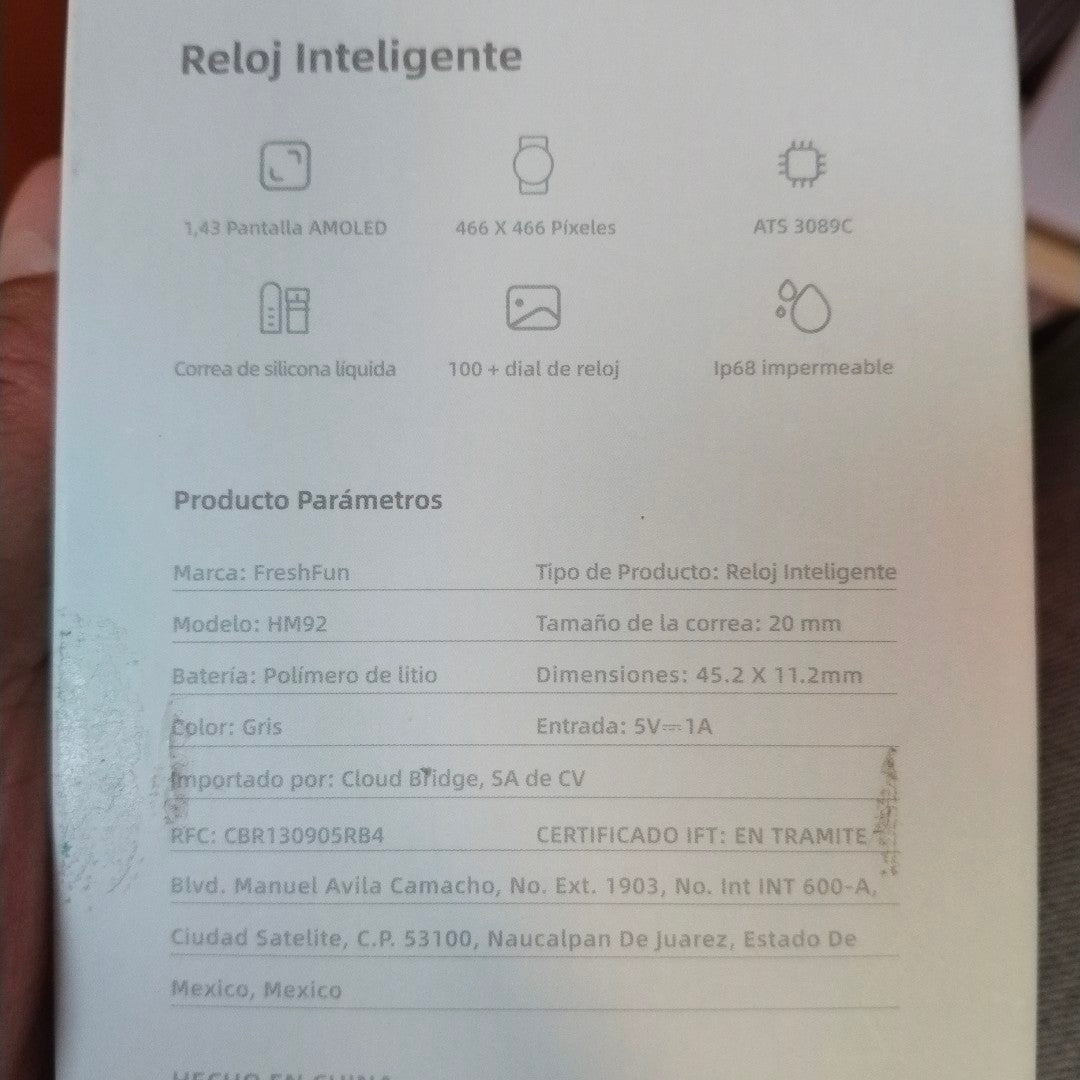 SMARTWATCH FRESHFUN HM92 36 MM BLUETOOTH (SEMINUEVO)