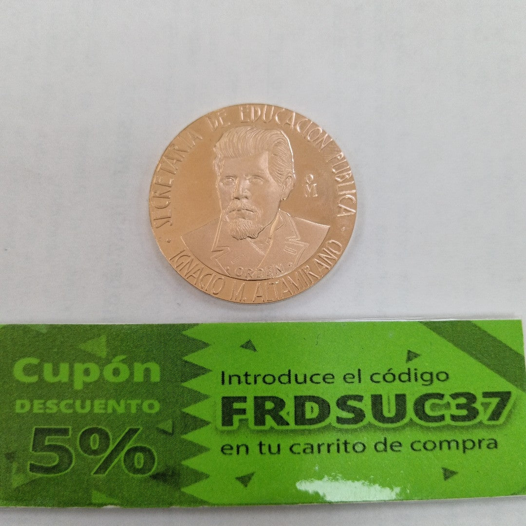 MEDALLA CONMEMORATIVA ORO 21 K 41.8 GRMS (SEMINUEVO)