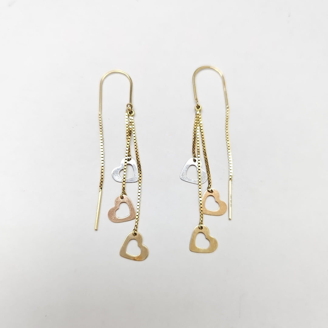 ARETES PAR ORO COMBINADO 14 K 2,30 GRMS (SEMINUEVO)