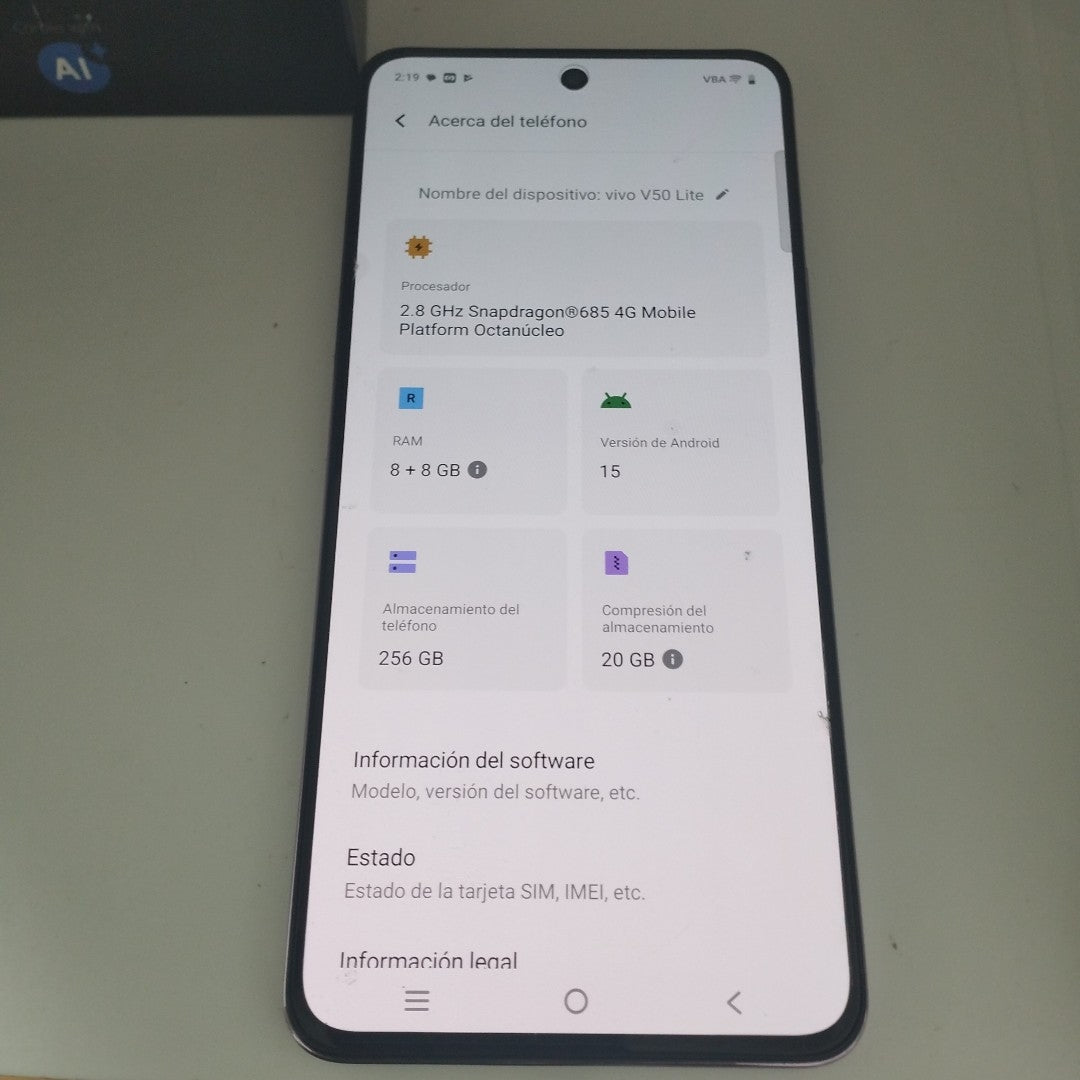CELULAR VIVO V50 LITE V2441 (2025) 256 GB 8 GB RAM (SEMINUEVO)